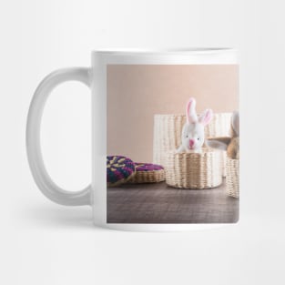 Rabbits in basket Mug